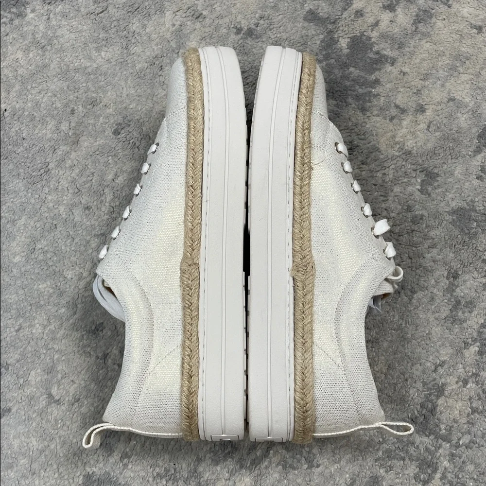 NIB Jack Rogers Mia Canvas Low Top Platform Sneaker White Gold Sz 9.5